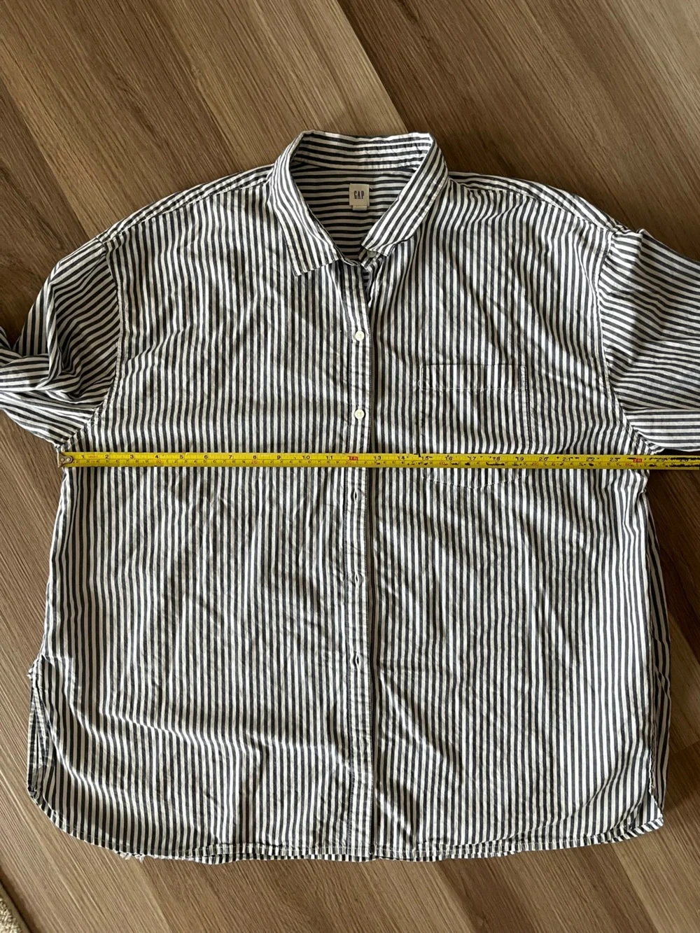 Gap Easy Shirt XXL Oversized Blue White Stripe Cotton Button Down Coastal Preppy - Picture 8 of 10